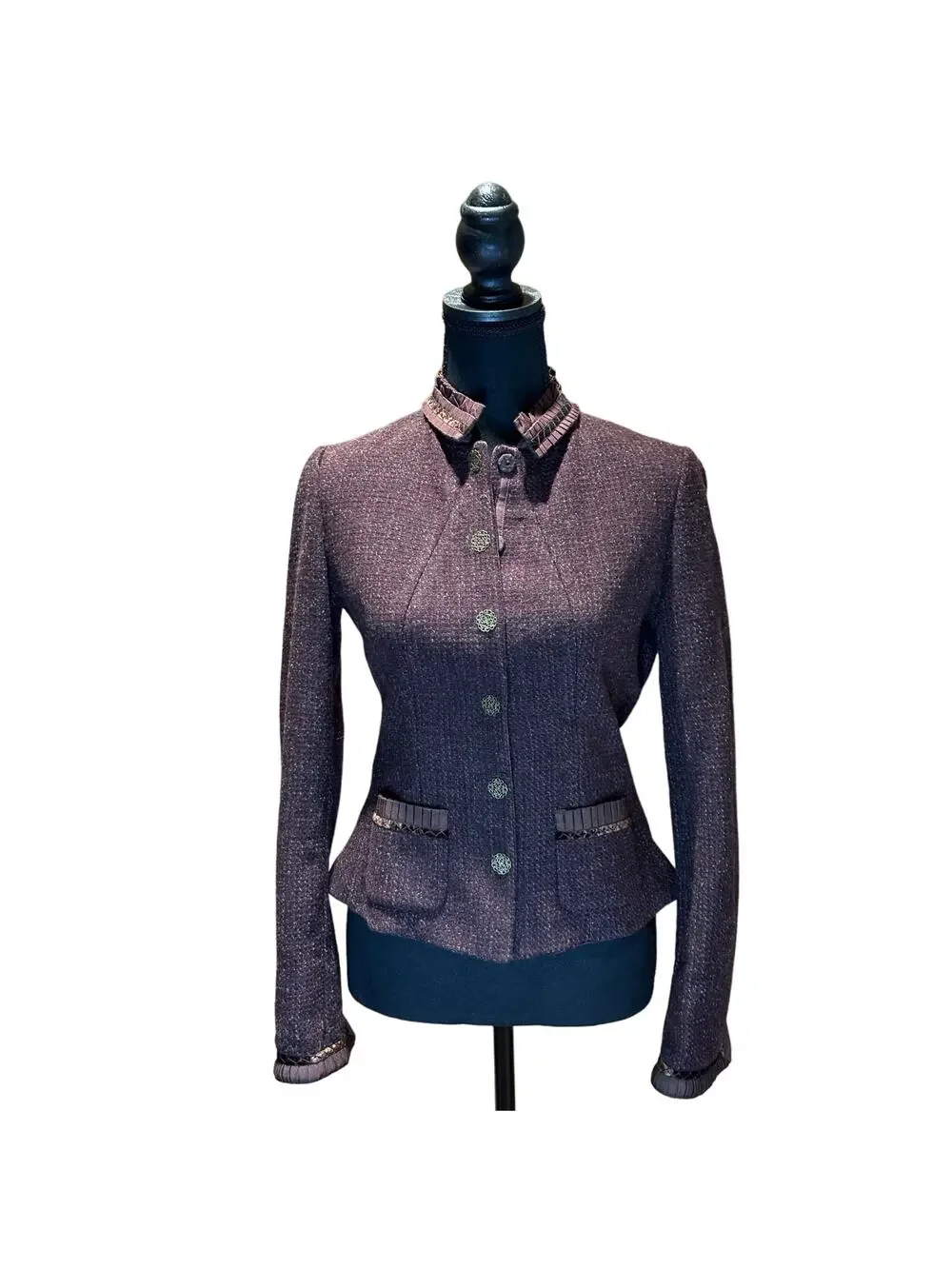 Women's Elie Tahari Reversible Virgin Wool Cashmere Elderberry BRUNA Jacket Sm.